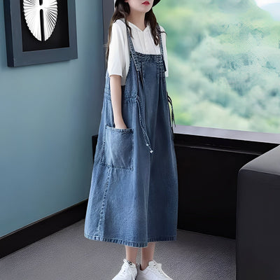 Kelsey - Vestido vaquero casual con bolsillos para mujer