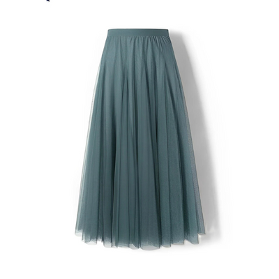 Kelly - Falda midi casual de malla plisada para mujer