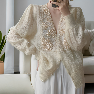 Jolie - Elegante suéter de punto con botones de nácar