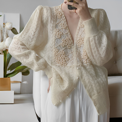 Jolie - Elegante suéter de punto con botones de nácar