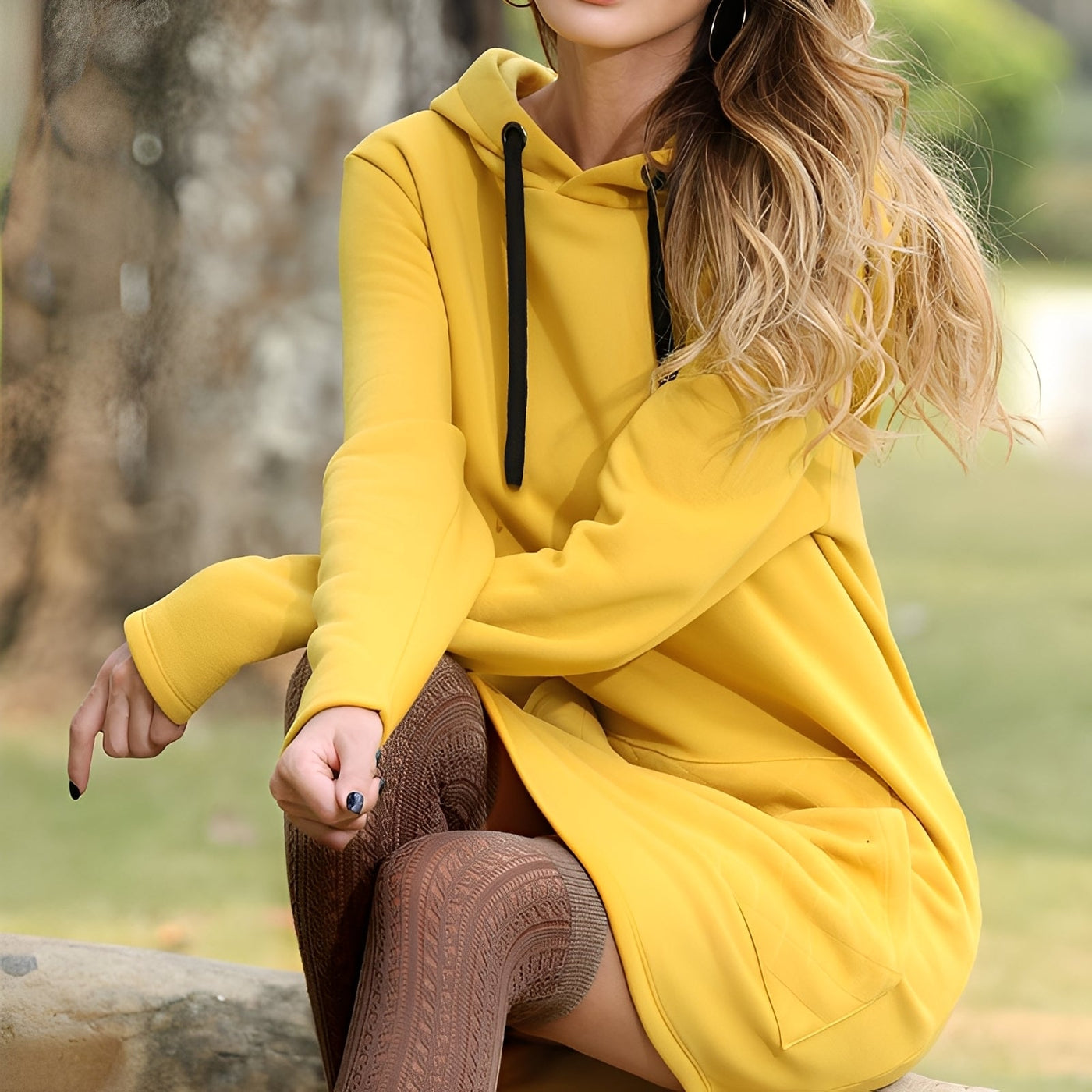 Glenna - Vestido con capucha de manga larga para mujeres