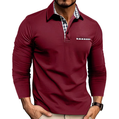 Rupert - Camisa Polo de Manga Larga Casual para Hombres