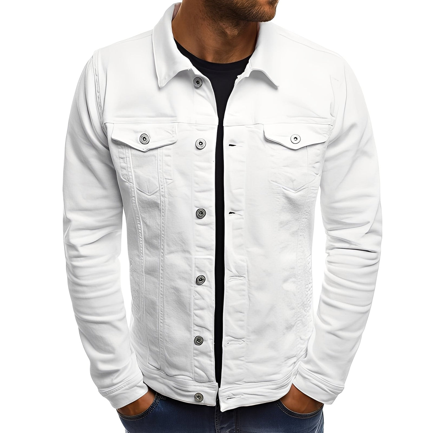 Steven - Estilosa Chaqueta de Jeans con Bolsillos para Hombres
