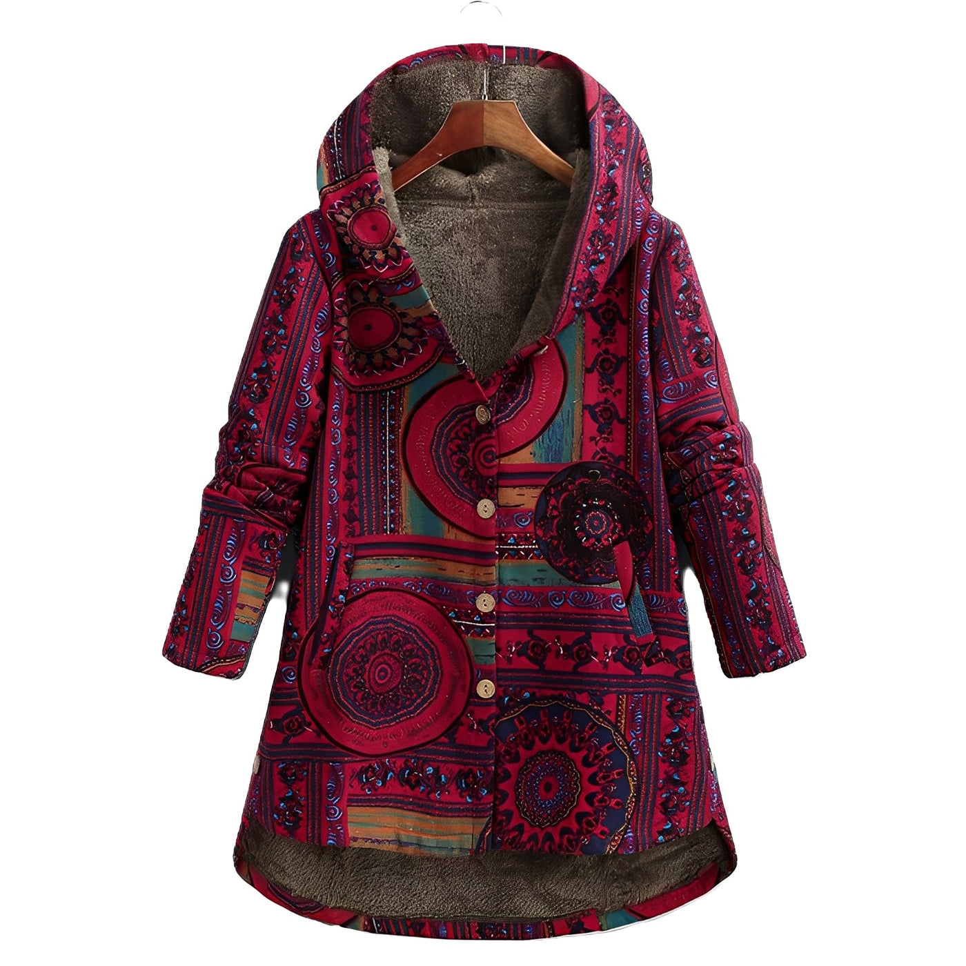 Griselda - Chaqueta con capucha con estampado floral étnico para mujeres
