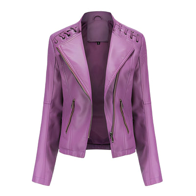 Narelle - Elegante, estrecha chaqueta corta de cuero para mujeres
