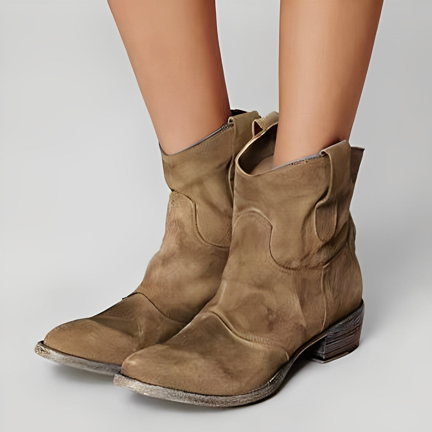 Adaline - Botas vaqueras retro con tacón bajo para mujer