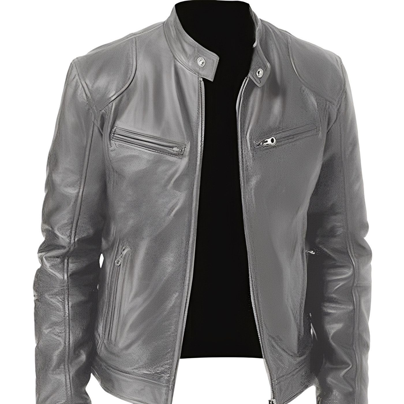 Crawford - Chaqueta de cuero ajustada y casual para hombres