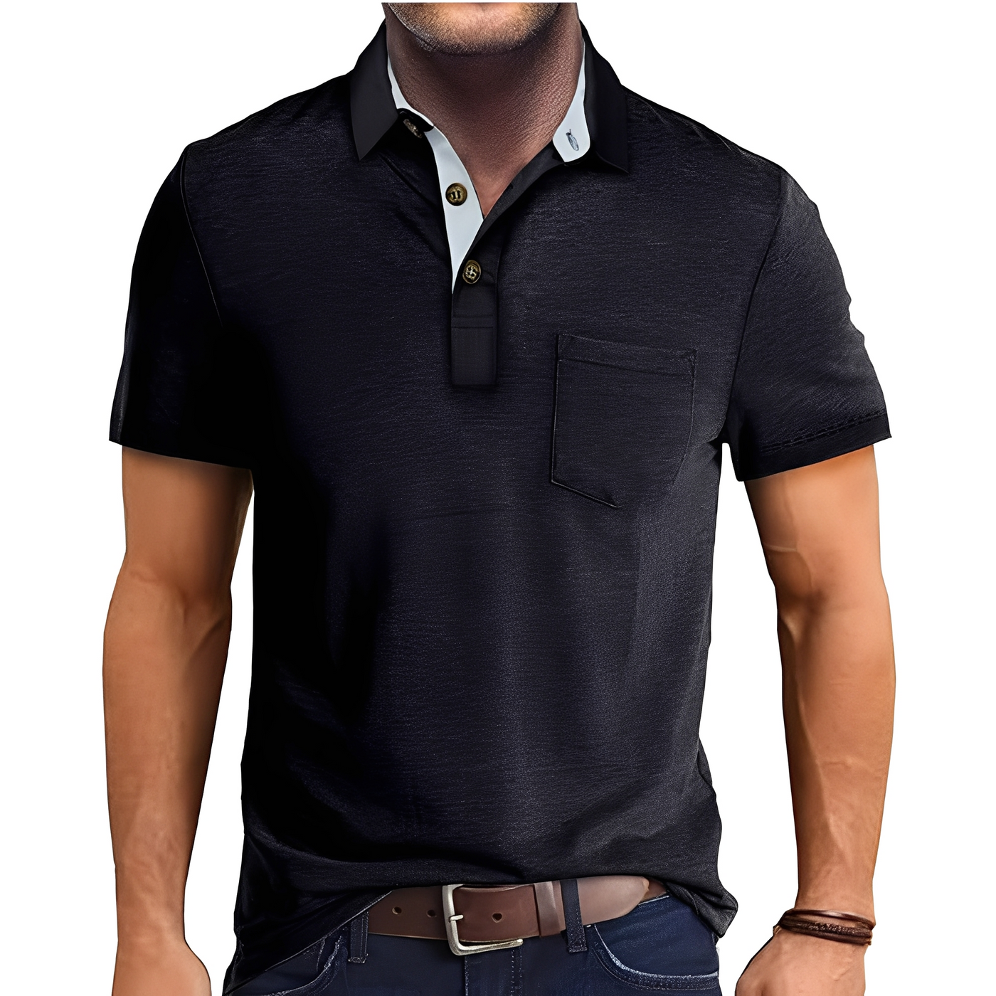 Abner - Polo retro con mangas cortas para hombres