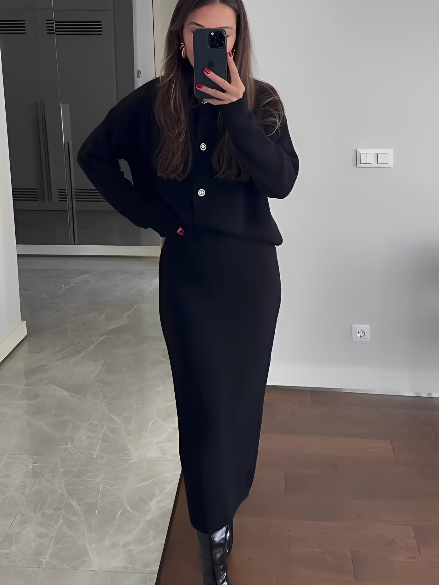 Cecilia - Elegante conjunto de cárdigan y falda para mujeres
