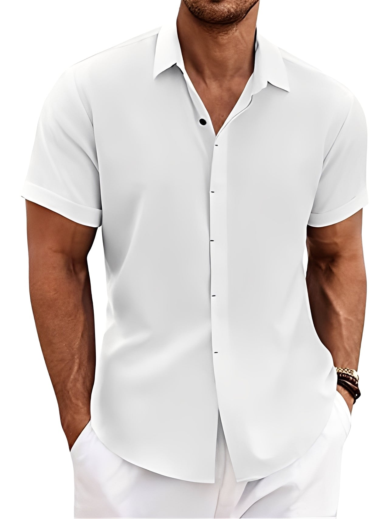 Caelum - Camisa casual sencilla de manga corta para hombres