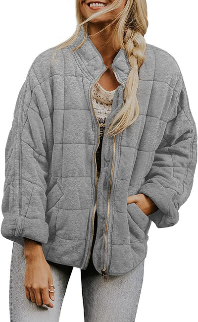 Wenona - Chaqueta de cuadros caliente con bolsillos para mujeres