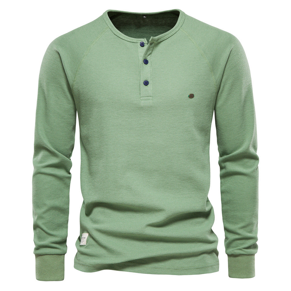 Jacob - Camisa Casual de Manga Larga de Waffle para Hombres