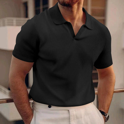 David - Camiseta Polo Simple de Waffle para Hombres