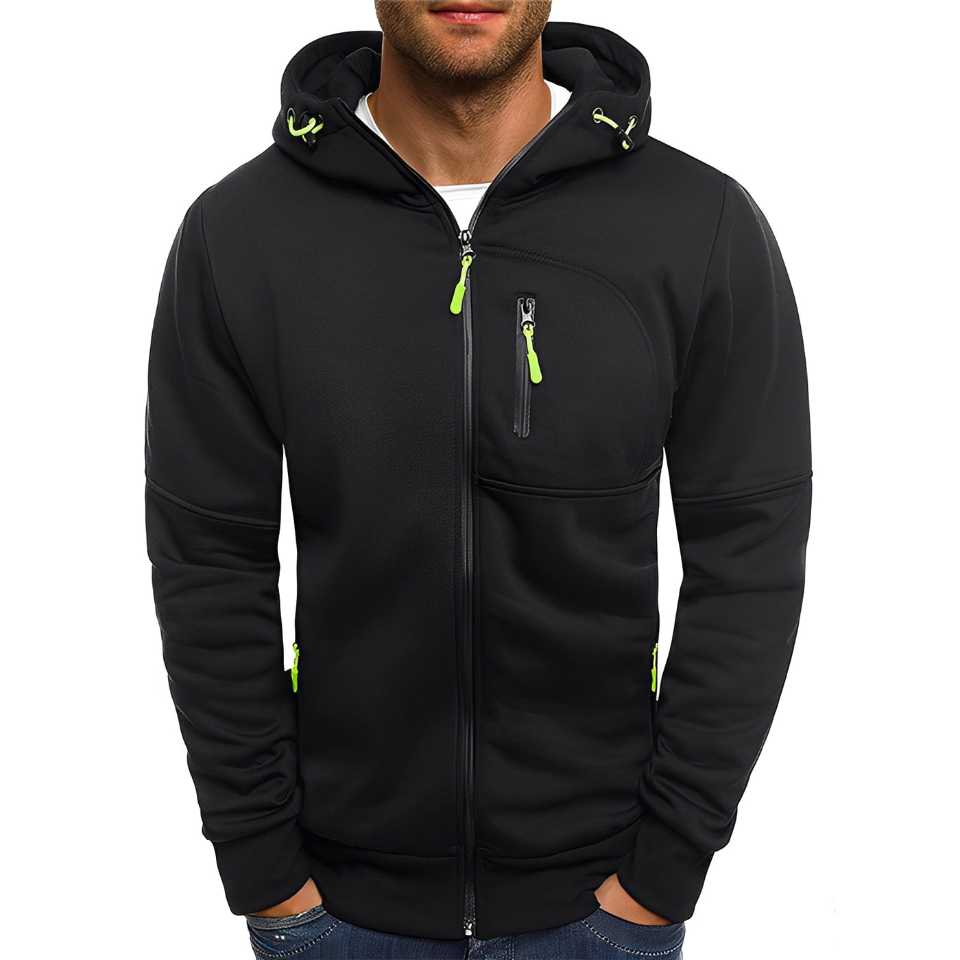 Allen - Moderna Chaqueta de Forro Polar con Capucha para Hombres