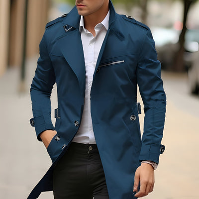 Derrick - Trench elegante con solapas para hombres