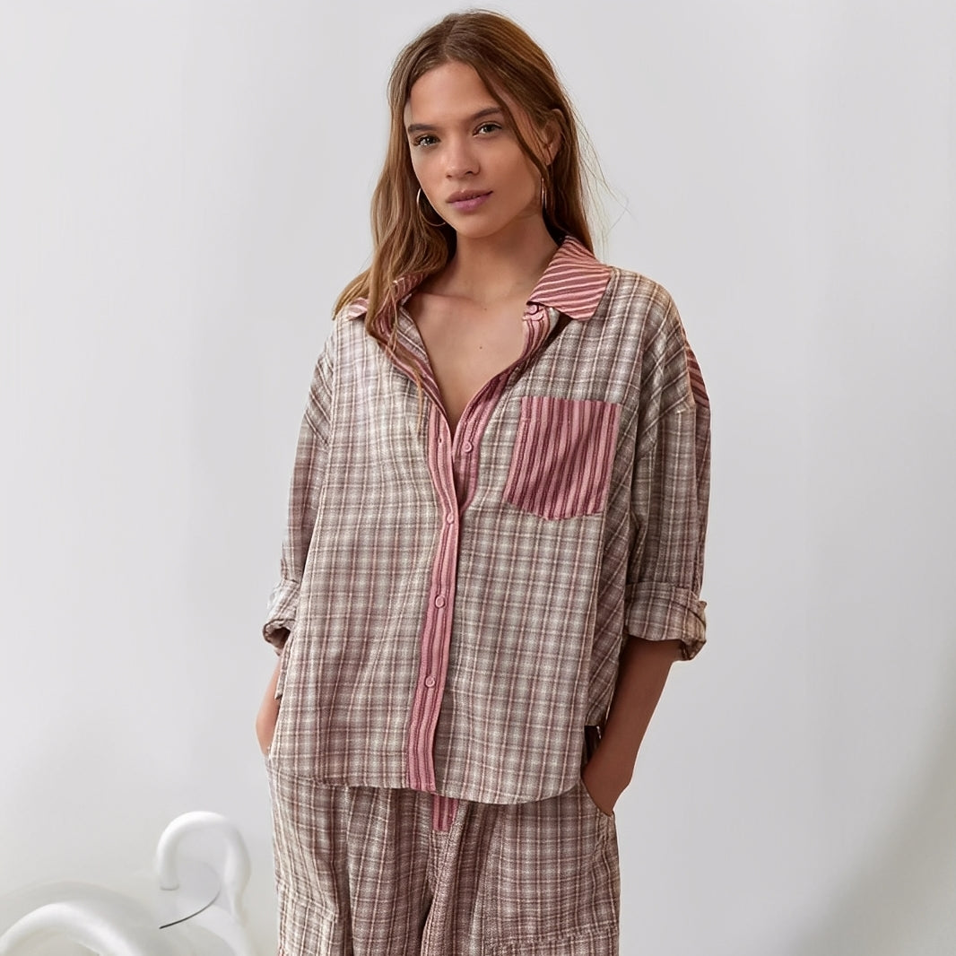 Elenora - Cómodo, casual conjunto de pijama de dos piezas para mujeres