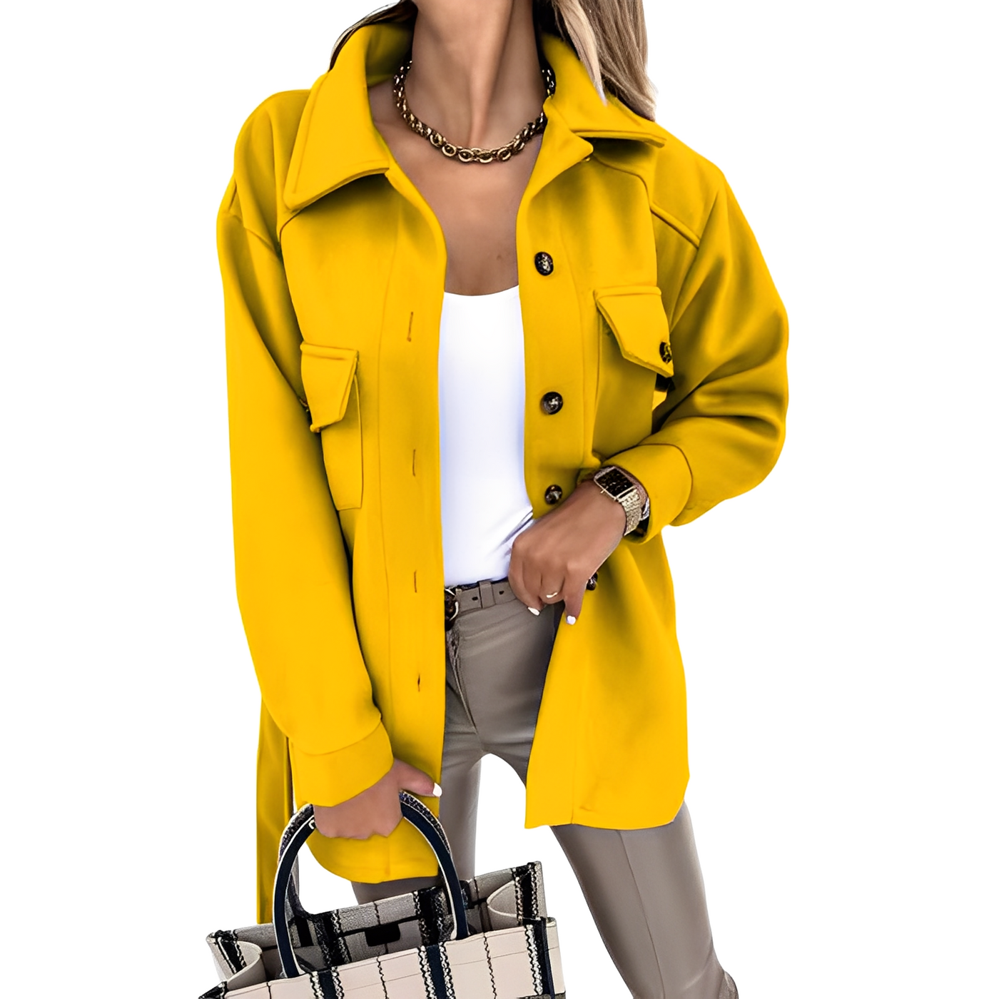 Bethanie - Chaqueta casual con reverso y botones para mujer