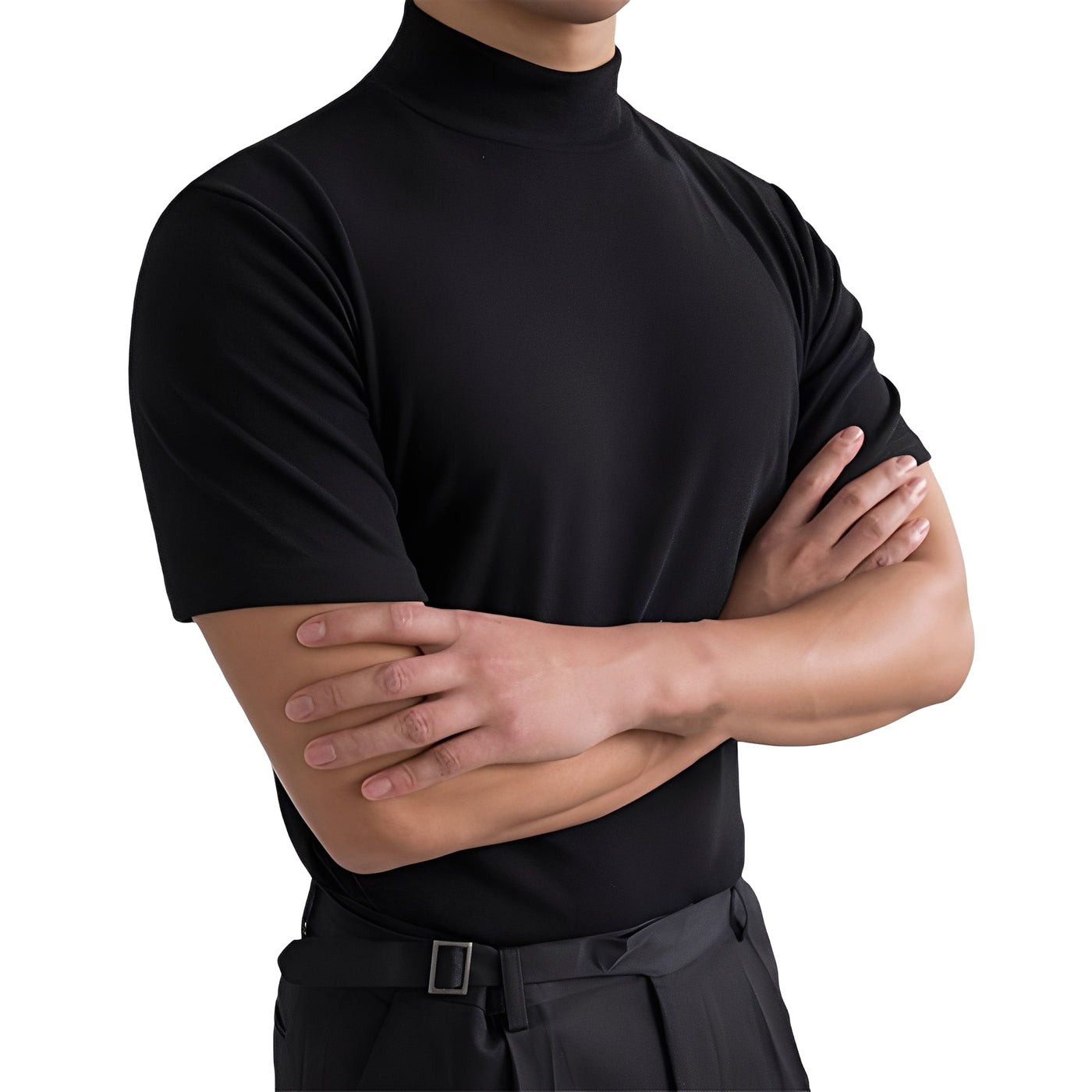 Terence - Camisa ajustada informal con cuello alto para hombres