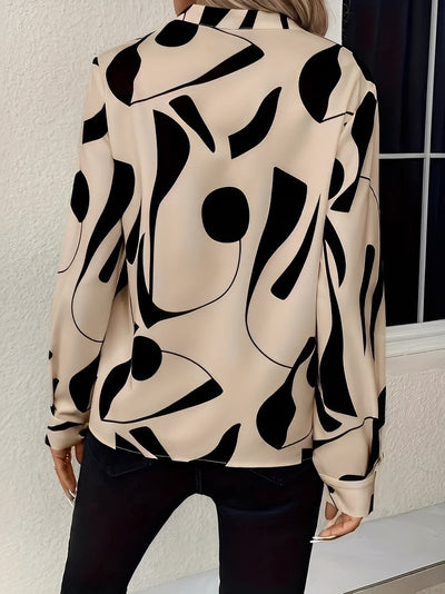 Melville - Elegante blusa de manga larga con estampado para mujer