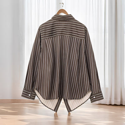 Frederica - Camisa de rayas de manga larga casual para mujeres