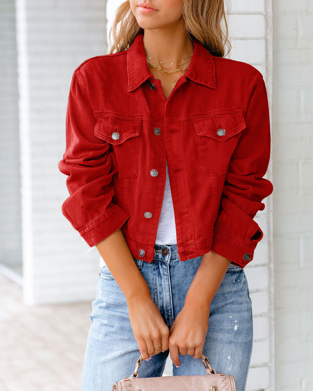 Carolyn - Chaqueta vaquera casual con bolsillos para mujer