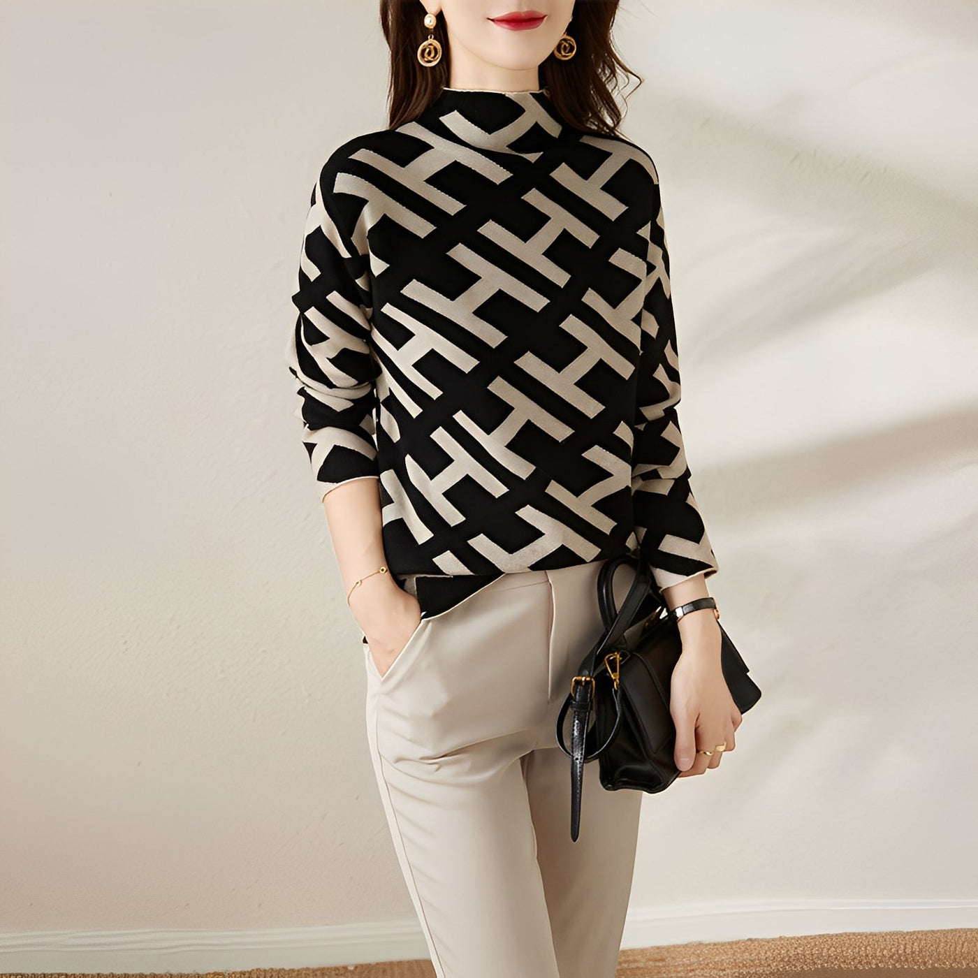 Eleanor - Elegante jersey de manga larga con estampado para mujer