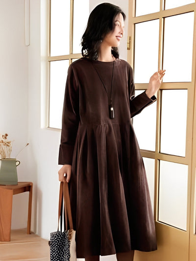 Shyanne - Vestido de pana suelto y casual con bolsillos para mujer