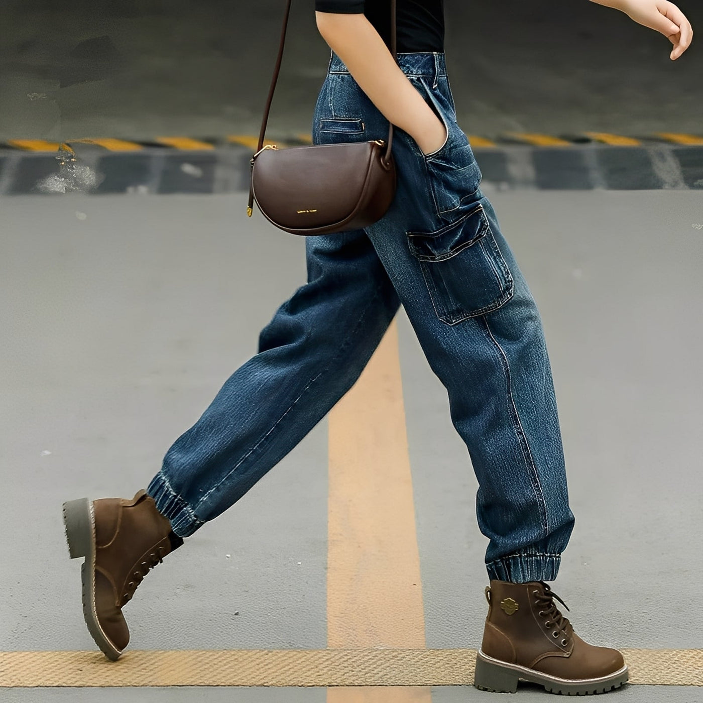 Kristal - Pantalones vaqueros de algodón con varios bolsillos para mujer