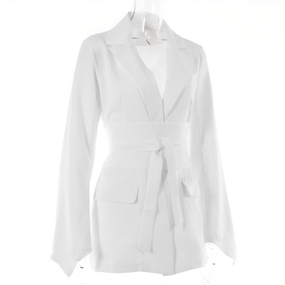 Malvina - Casula Blazer de traje con cinturón para mujeres