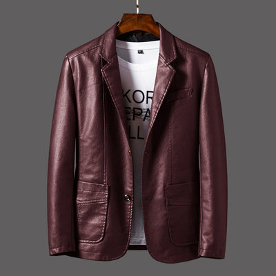 Jayceon - Chaqueta de cuero moderna con cuello con solapa para hombres