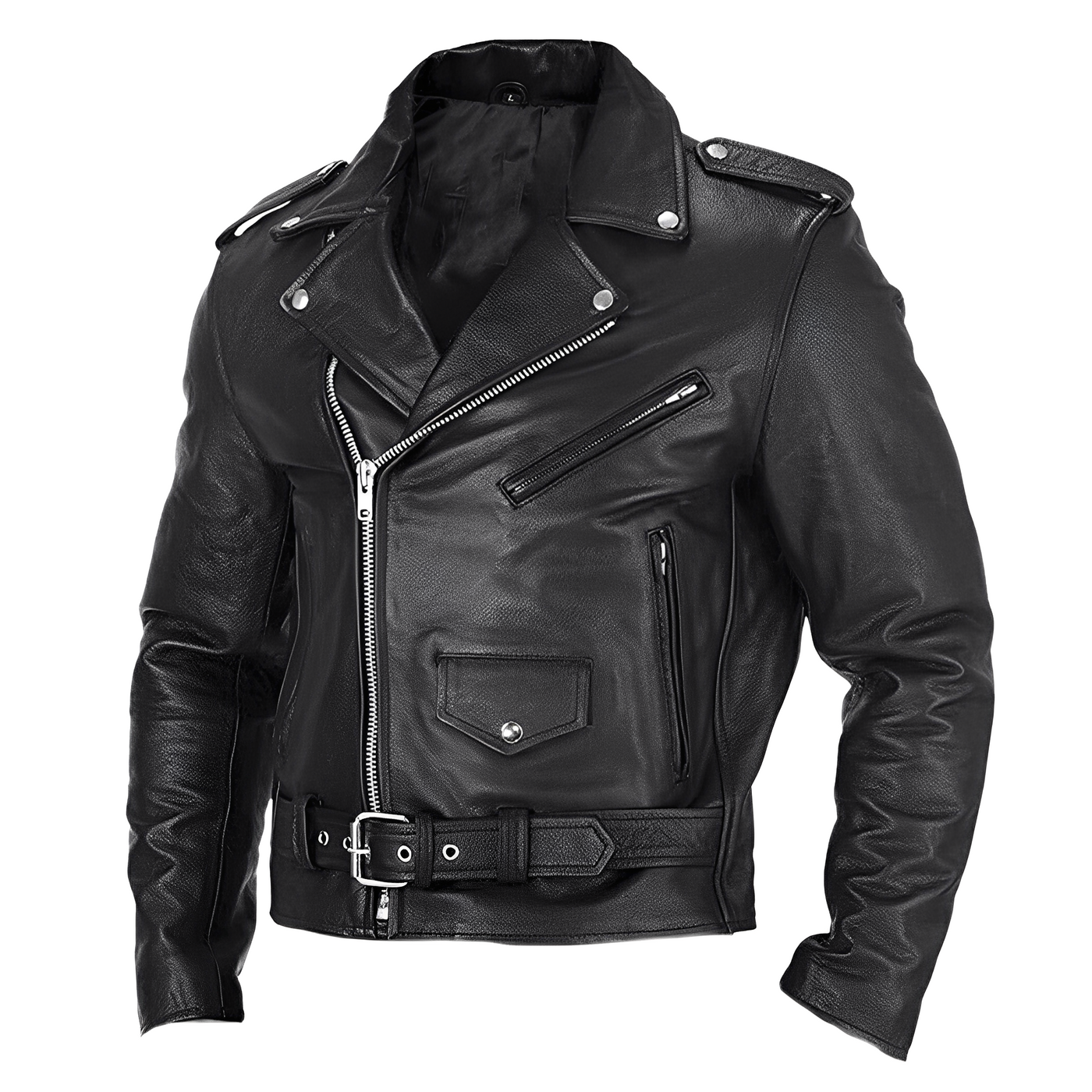 Brandon - Chaqueta de cuero elegante con varios bolsillos para hombres