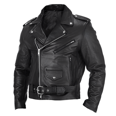 Brandon - Chaqueta de cuero elegante con varios bolsillos para hombres