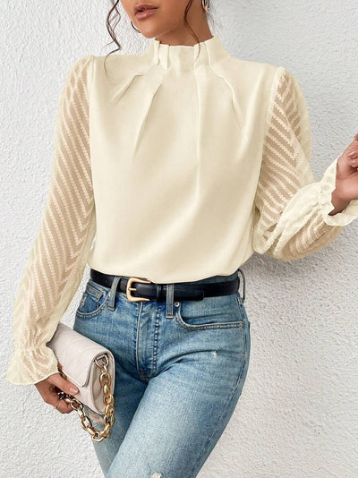 Cassandra - Elegante blusa de chiffon de manga larga para mujer