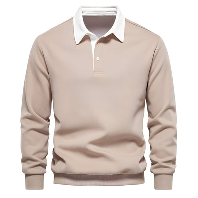 Shelton - Camisa Polo de Manga Larga Casual para Hombres