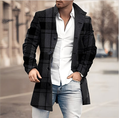 Darden - Abrigo largo de tweed casual para hombres