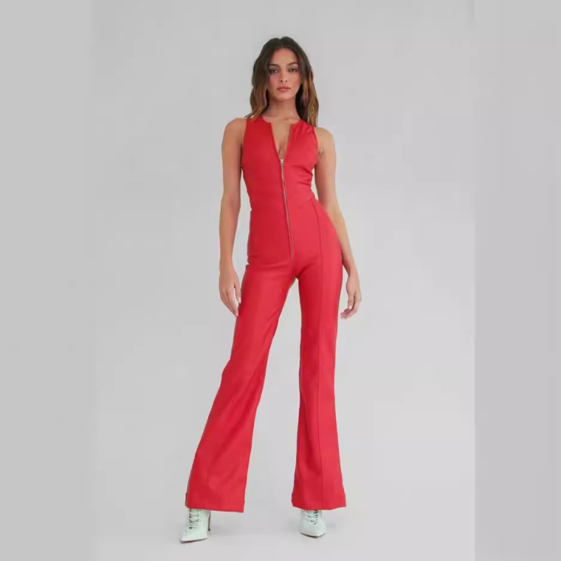 Suzanne - Jumpsuit veraniego sin espalda de denim para mujeres
