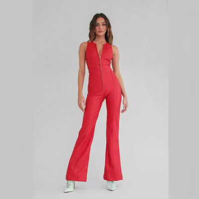 Suzanne - Jumpsuit veraniego sin espalda de denim para mujeres