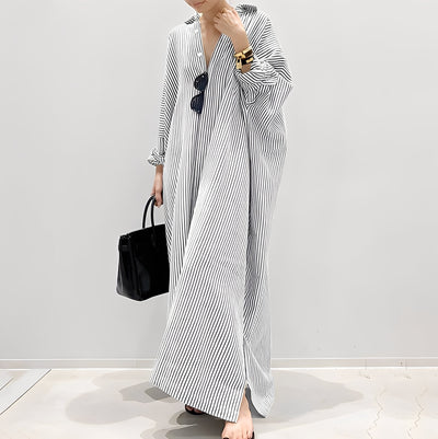 Davida - Vestido camisa informal a rayas para mujer