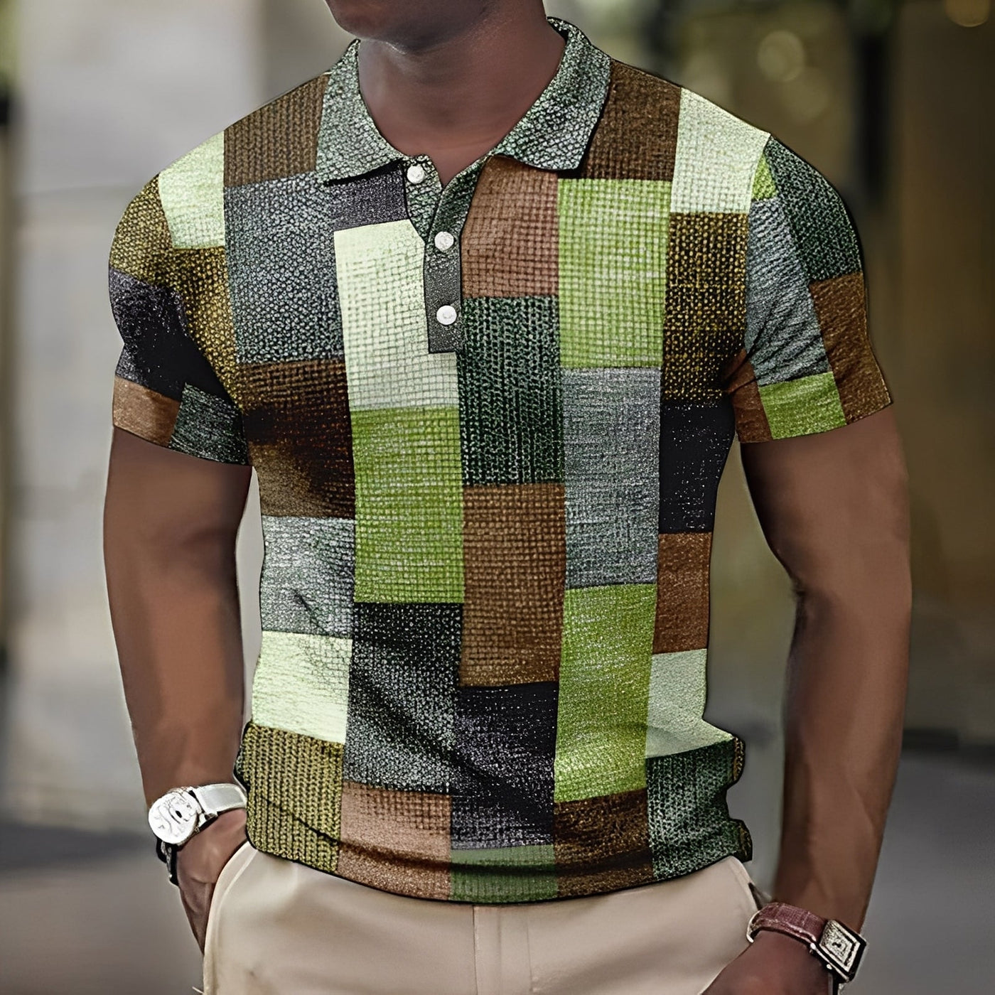 Reginald - Elegante camiseta polo multicolor para hombres