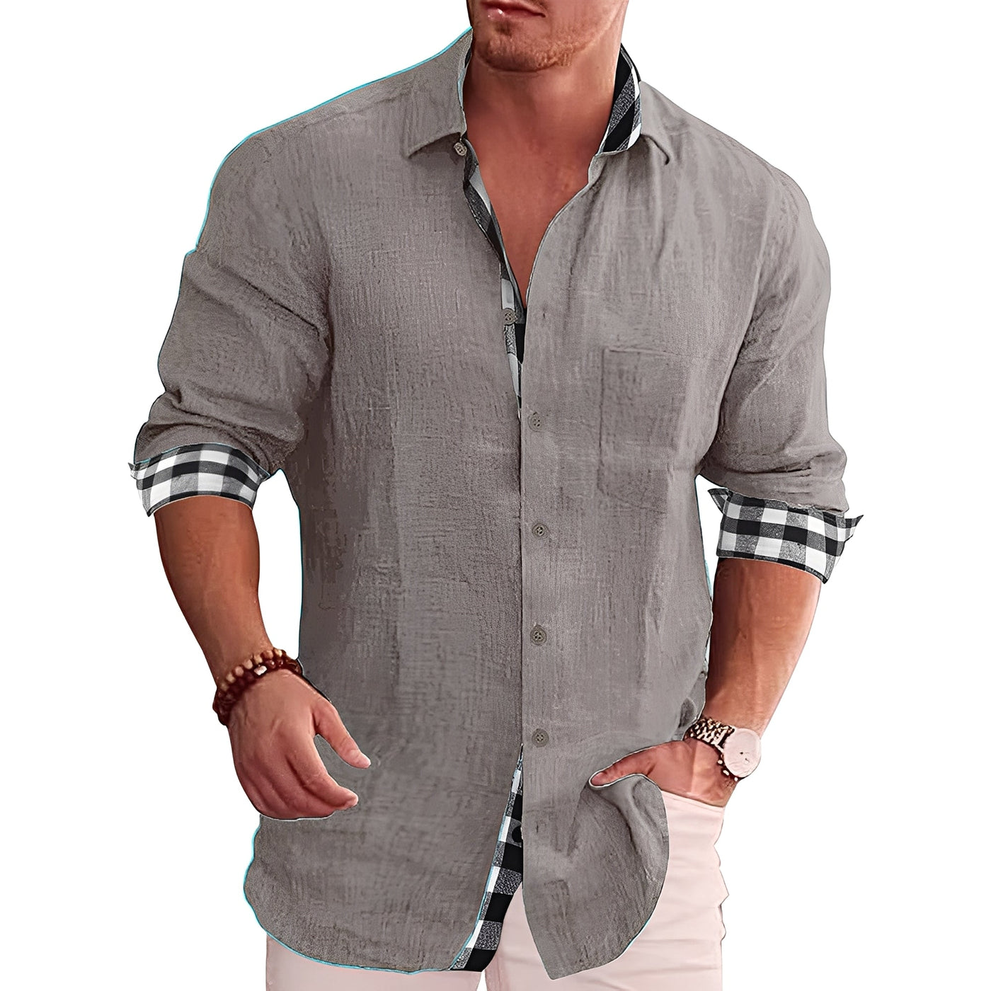 Ronald - Camisa de Cuadros Informal para Hombres