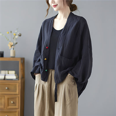 Shelia - Cardigan corto holgada con bolsillos