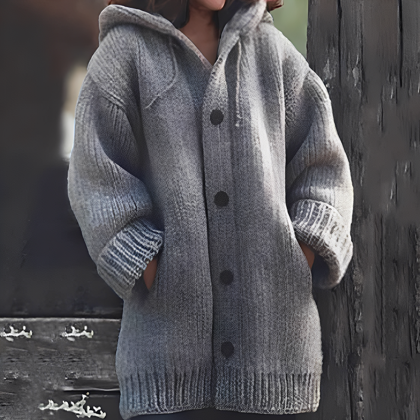 Jaqueline - Cómoda chaqueta de punto con capucha para mujeres