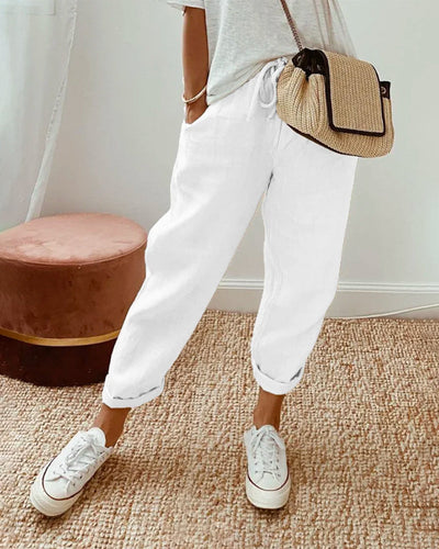 Luxara - pantalones aireados de mujer con cinturilla elástica de verano