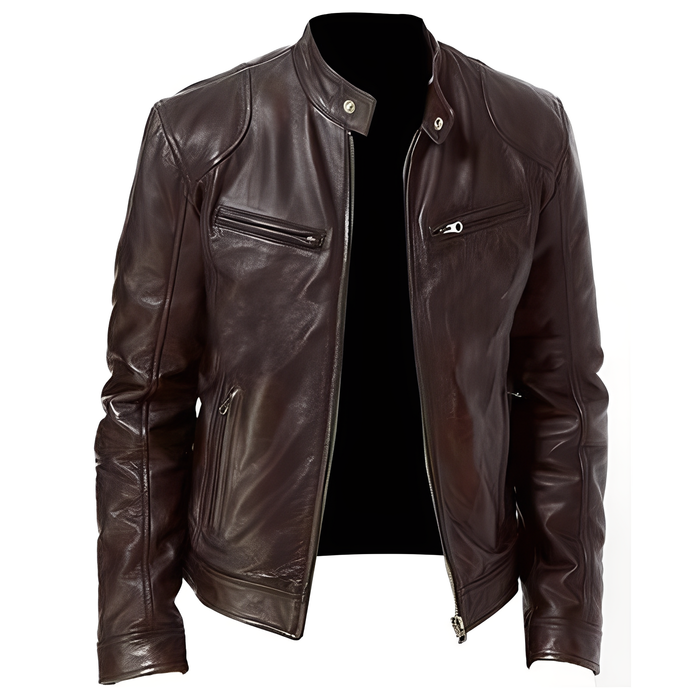 Jaron - Chaqueta de cuero PU casual para hombres