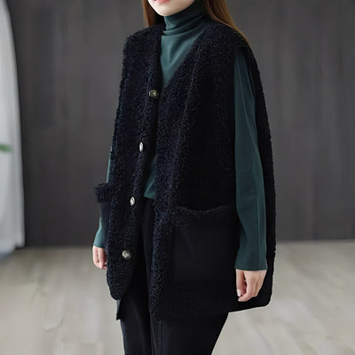 Emerie - Chaleco grueso y casual con bolsillos para mujeres