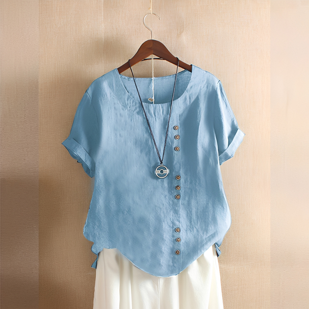 Corrine - Clásica, holgada blusa de lino para mujer