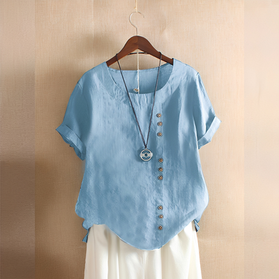 Corrine - Clásica, holgada blusa de lino para mujer