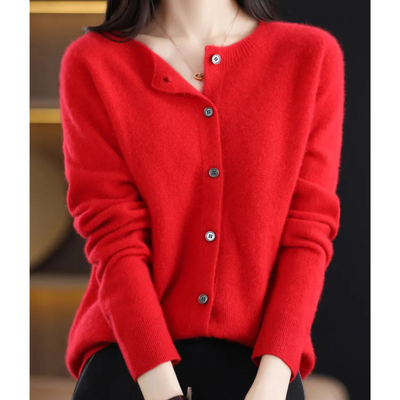 Mariví - Elegante Cardigan Cuello Redondo de Lana