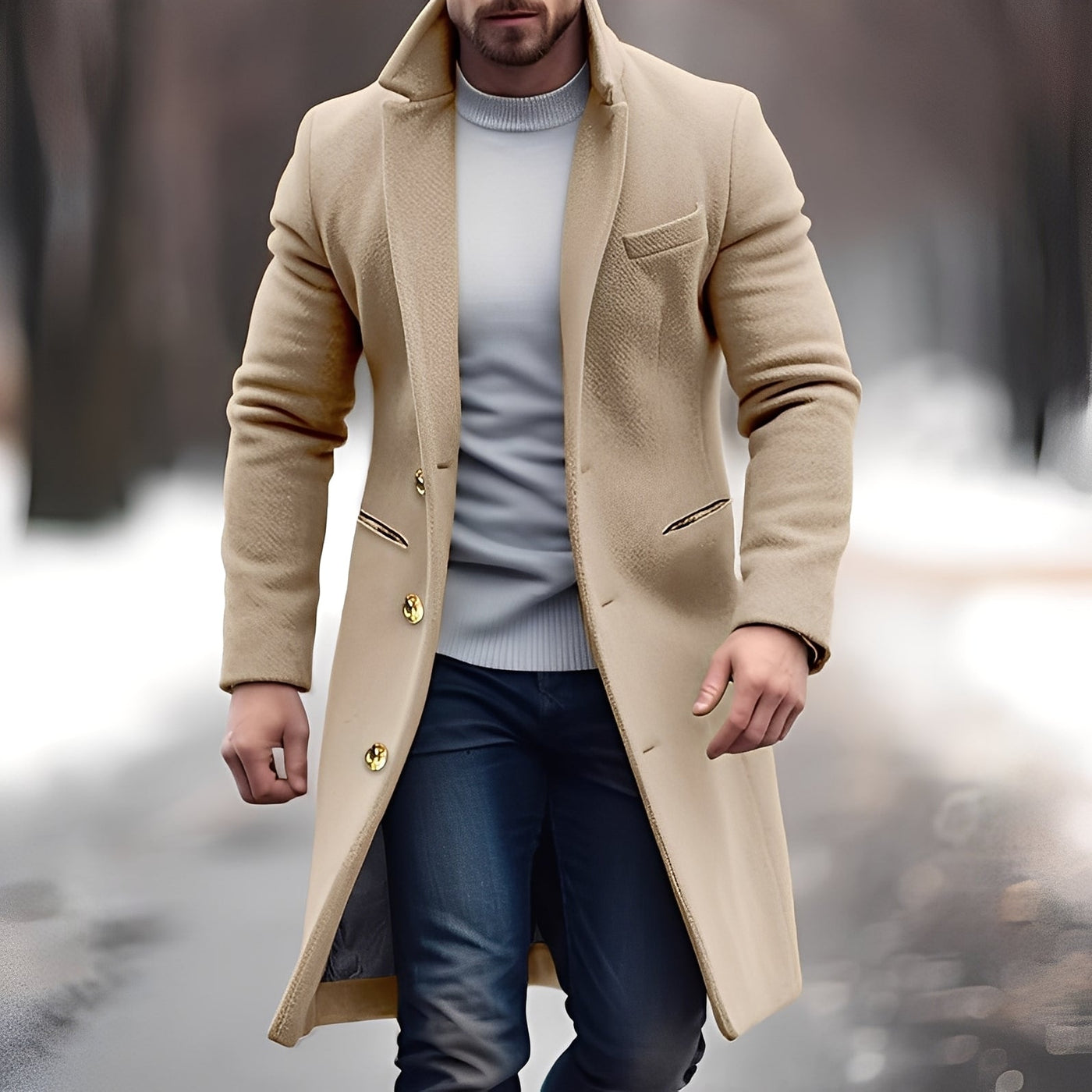Zackary - Abrigo de lana casual de longitud media para hombres