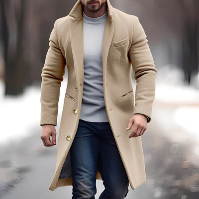 Zackary - Abrigo de lana casual de longitud media para hombres